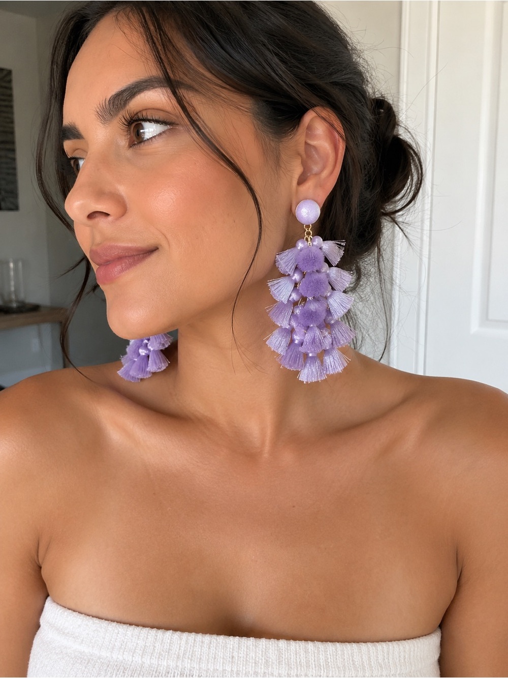 BaubleBar Lavender Tassel Earrings